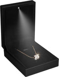 Hatori LED Pendant Necklace Box, Small Jewellry Storage Display Case, Jewelry Gift Boxes for Proposal Wedding Engagement Birthday Anniversary