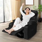LAFWELL Rocking Recliner Chair, Massage Rocker Recliner Chair with Vibration Massage and Heat, 360° Swivel Faux Leather Chairs, Living Room, Bedroom, Nursery, RV, Black