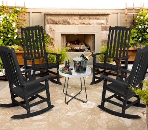 Oversized All-Weather Outdoor Rocking Chairs Set of 2, Patio Rocker | Ergonom...