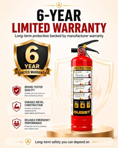 Ougist Home Fire Extinguisher, 2.5 lb ABC Dry Chemical 1-A:10-B:C, 2 Pack