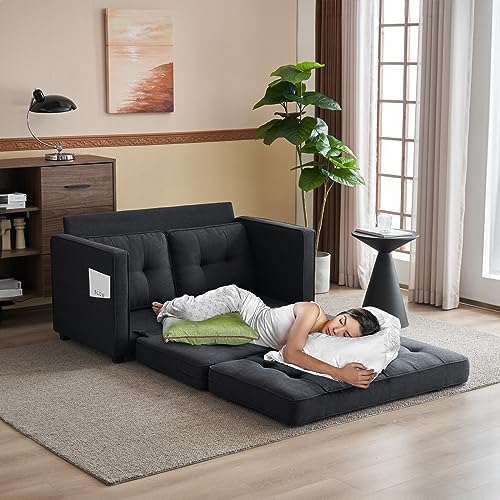 VINGLI Upgraded Loveseat Sleeper, 53.5" W 83" L Convertible Sofa Be...