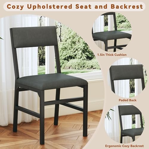HUAHUU Round Dining Table Set for 4, 5-Piece Kitchen Table and Chairs for 4, ...