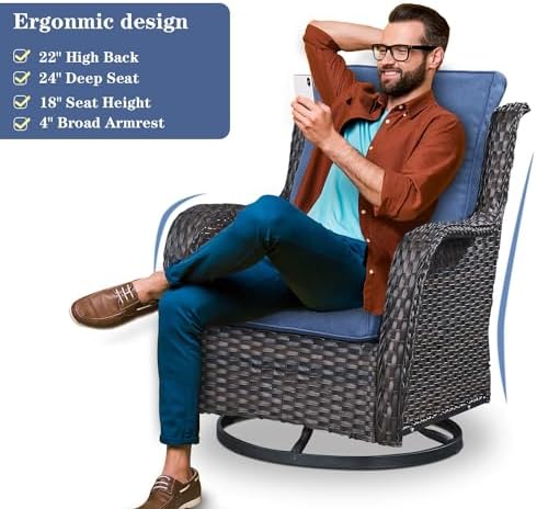 Belord Wicker Outdoor Furniture Patio Furniture Set - 6 Piece Patio Conversat...