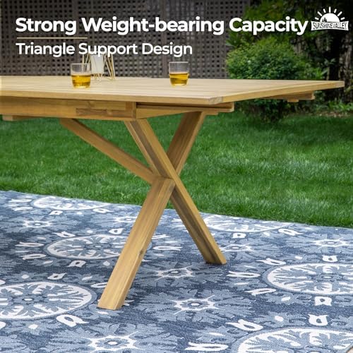 SUNSHINE VALLEY Acacia Wood Patio Dining Set for 8, Expandable Table