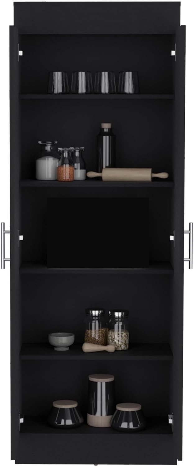 Pantry Cabinet, Space-Efficient 2-Door Design with Multiple Shelves,for Kitch...