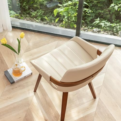 Mid Century Modern Faux Leather Upholstered Dining Chairs,Armless Accent Chai...