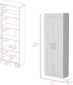 Modern Kitchen Pantry, Storage Cabinet with 2 Doors, White, Engineered Wood, for Dining Room, Easy to Clean