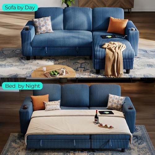LINSY HOME Sectional Couches for Living Room, 81" L Shape 3 Seats, Blue ...