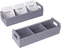 HTB Slim Tea Bag Organizer 2pcs, Grey 3 Compartments Tea Box Wooden with Handle for Small Space, Wood Tea Organizer for Tea Bags