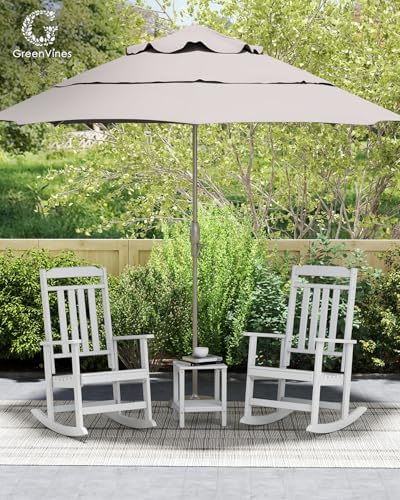 GREENVINES Outdoor-Rocking-Chairs-Set-of-2 | HDPE Plastic | Patio Rockers | Porch Rocker Chair | Oversized | High Back | Big & Tall | White