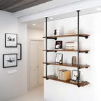 Industrial Pipe Shelving System with 4 Tiers, Black Iron Wall Mount, Floor to Ceiling Storage Rack, Rustic Farmhouse Style, DIY Bracket Supports (No Planks)