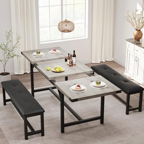 GarveeHome Dining Table Set for 4-6, 63 in Extendable Wood Dining Room Table ...