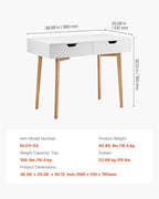 VEVOR Small Desk with Drawers, Kids Desk for Bedroom, Wooden Simple Study Table for Drawing, Reading, Writing, Rectangle MDF Furniture Study Storage Table for Home, Office, White + Wood