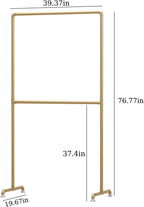 Industrial Pipe Clothing Rack, Heavy Duty Metal Clothes Rack with Double Rods, Freestanding Garment Rack for Bedroom Boutique Retail Use (Gold)