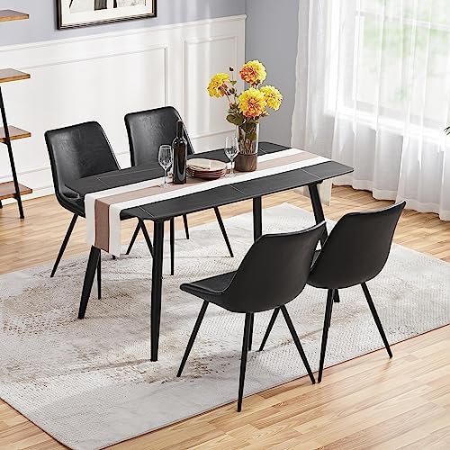 Yaheetech Dining Chairs Set of 2 Mid Century Modern Kitchen Chairs Black