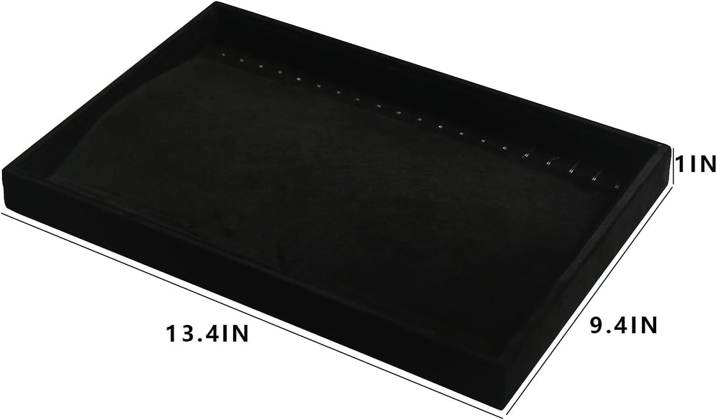 Coward Set of 2 Black Velvet Stackable Necklace Holder Organizer Tray Velvet Necklace Display Stand for Selling Jewelry Box Case for Storage (necklace+necklace)