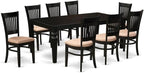 East West Furniture LGVA9-BLK-C 9 Piece Kitchen Table Set Includes a Rectangle Dining Table with Butterfly Leaf and 8 Linen Fabric Dining Room Chairs, 42x84 Inch, Black