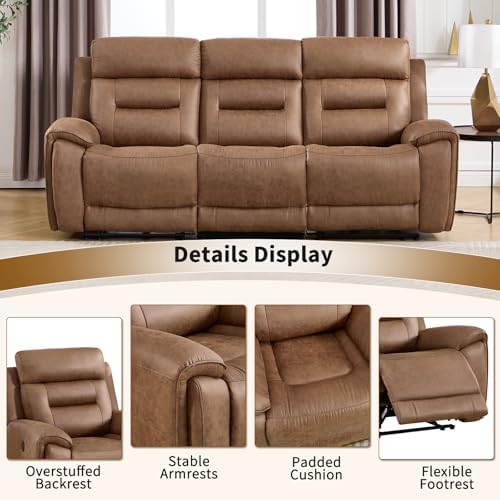 ANJ 3-Piece Power Recliner Sofa Set with Charging Ports, Include Single Recli...