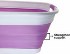 SAMMART 27L (7.1 Gallons) Collapsible Plastic Laundry Basket with Handle-Foldable Pop Up Storage Basket with handle (2, Ceramic Blue+Pale Purple)