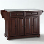 Pemberly Row Contemporary Wood Kitchen Island in Mahogany Finish