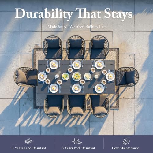 PURPLE LEAF 7 Pieces Patio Dining Set, Rectangular Table and Chairs, Grey