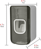 2 Slot Toothbrush Holder and Toothpaste Dispenser Wall Mounted, Automatic Toothpaste Squeezer, 2 in 1 Tooth Brush Toothpaste Organizer for Shower (Grey 2Pack)