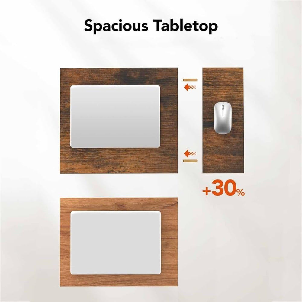Side Table for Couch, C Shape End Table with Metal Frame, Adjustable Feet Hei...