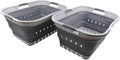 SAMMART 42L (11 gallon) Collapsible Plastic Laundry Basket - Foldable Pop Up Storage Container/Organizer - Portable Basket - Space Saving Hamper (Grey/Dark Grey (Set of 2))