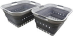 SAMMART 42L (11 gallon) Collapsible Plastic Laundry Basket - Foldable Pop Up Storage Container/Organizer - Portable Basket - Space Saving Hamper (Grey/Dark Grey (Set of 2))