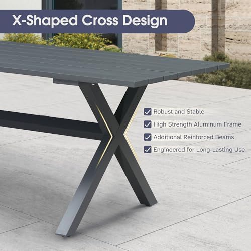 PURPLE LEAF 7 Pieces Patio Dining Set, Rectangular Table and Chairs, Grey