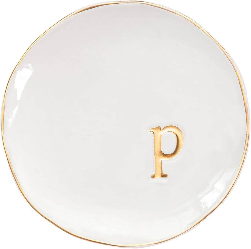 COLLECTIVE HOME - Ceramic Jewelry Tray, Decorative Trinket Dish for Rings Earrings Necklaces Bracelet Watch Keys, Birthday Mother's Day Christmas Gift for Women, 4.75", Glossy (p)
