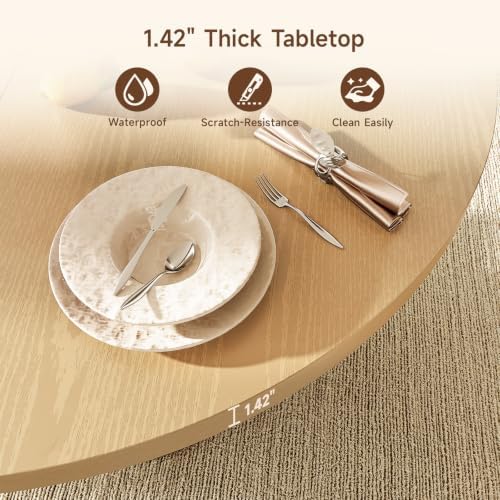 ONBRILL 41-78 Inch Extendable Dining Table for 4-8, Storage Shelf, Oak