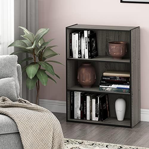 Furinno PASIR Book Shelf, 3-Tier Bookshelf, Storage Shelves Bookcase, 9.7 x 2...