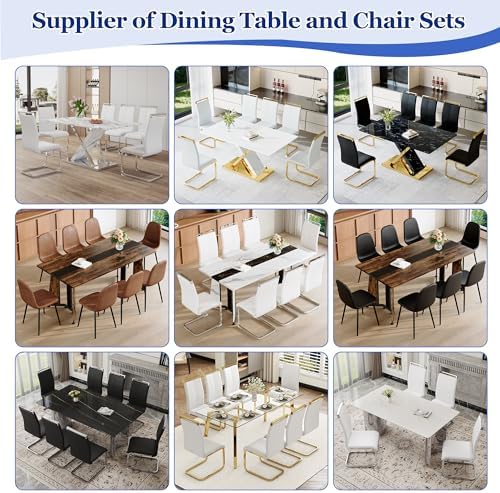 Dining Table Set for 6,White Marble 71'' Dining Room Table with Spaci...