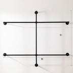 Industrial Pipe Clothing Rack - Wall Mounted Garment Rack as Walk-in Closet System. Sturdy Open Wardrobe for Hanging Clothes - Heavy Duty Clothes Rack with Four Hanging Rods for Home