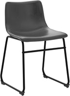 LEMBERI Faux Leather Dining Chairs Set of 2, 18 Inch Modern Kitchen & Dining Room Chairs with Backrest and Metal Legs, Comfortable Upholstered Seat