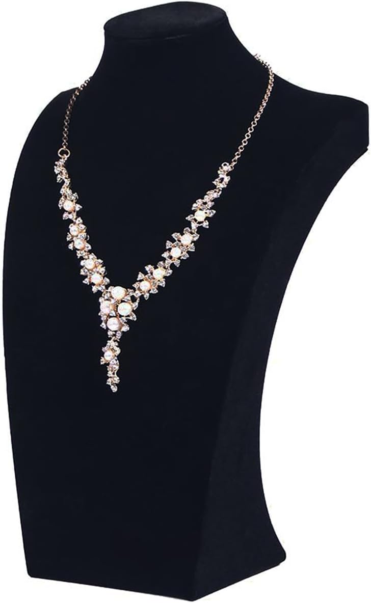 3Pcs Necklace Bust Stand for Selling, Black Velvet Necklace Display Holder, Jewelry Necklace Organizer Rack for Shop Store Exhibition Show (9" Height)