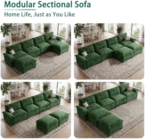 140" Modular Sectional Couch, U Shaped Cloud Sofa for Living Room | Comf...
