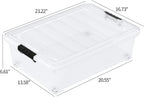 25 Quart Clear Under Bed Storage Container with Wheels, 4 Packs Stackable Plastic Underbed Bin with Lid