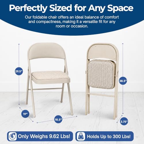 MECO Sudden Comfort 5 Piece Folding Card Table and Chair Furniture Set, Tan