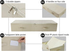 iwill CREATE PRO Pack of 2, 39.4"X16.9"X7" Ultra-Length Foldable & Washable Underbed Storage Organizer Containers for Clothing, Shoes, Bedding - Ideal for Bedroom, College Dorm (Beige)