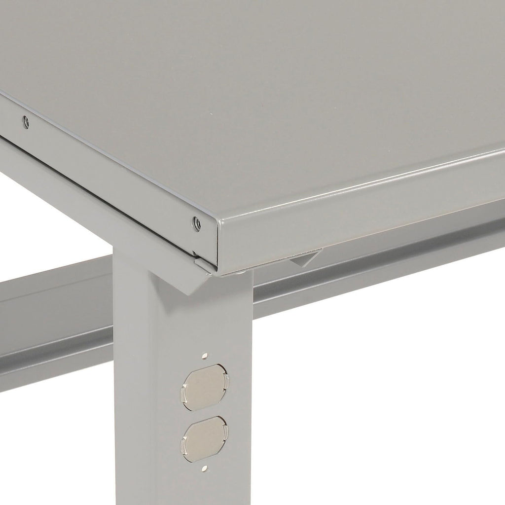 Global Industrial Adjustable Height Workbench C-Channel Leg, 48" W x 30" D, 1-3/4" Steel Top with Square Edge, 2000 Lbs. Capacity, Gray, Industrial Workbench