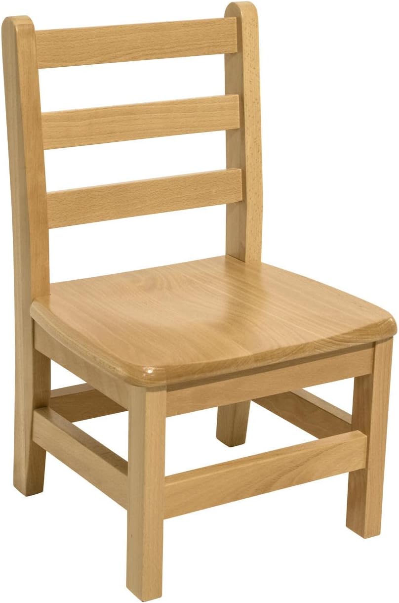Kids Wooden Chair Set, Fully Assembled Youth Ladderback Wood Chairs for Children, 12" Seat Height for Ages 6-8 (Set of Two)