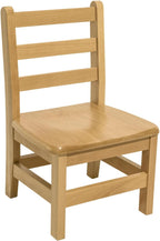Kids Wooden Chair Set, Fully Assembled Youth Ladderback Wood Chairs for Children, 12" Seat Height for Ages 6-8 (Set of Two)