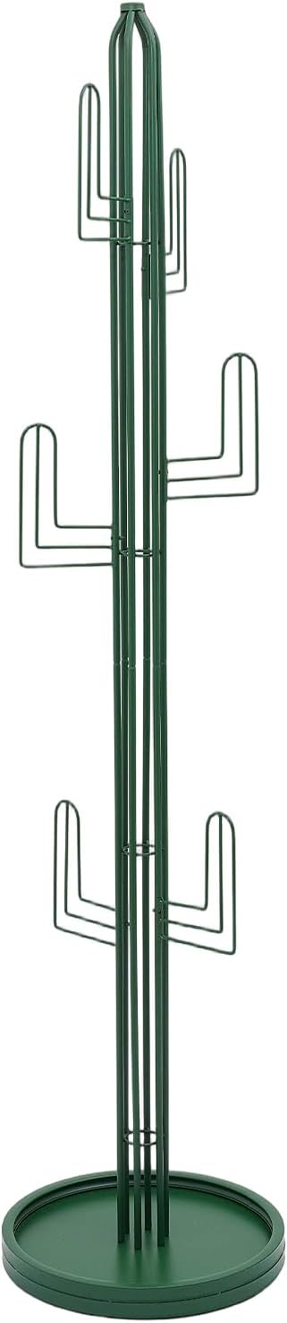 Cactus Coat Rack, 68.9" Tall Freestanding Coat Tree with 6 Hooks, Heavy Duty Green Metal Clothing Stand for Entryway, Bedroom and Office