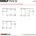 ClosetMaid ShelfTrack Wire Closet Organizer System, Adjustable from 5 to 8 Ft., With Shelves, Clothes Rods, Hardware, Durable Steel, Satin Chrome