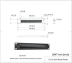1U Mini 10 inch Brush Cable Management Panel Cable Manager with Brush Strip for Cable Entry in 10 Inch Server Rack, Network Cabinet or Desktop Rack