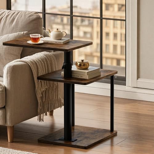 Faesun 360° Swivel Side Table for Height Adjustable, C Shaped End Table for C...