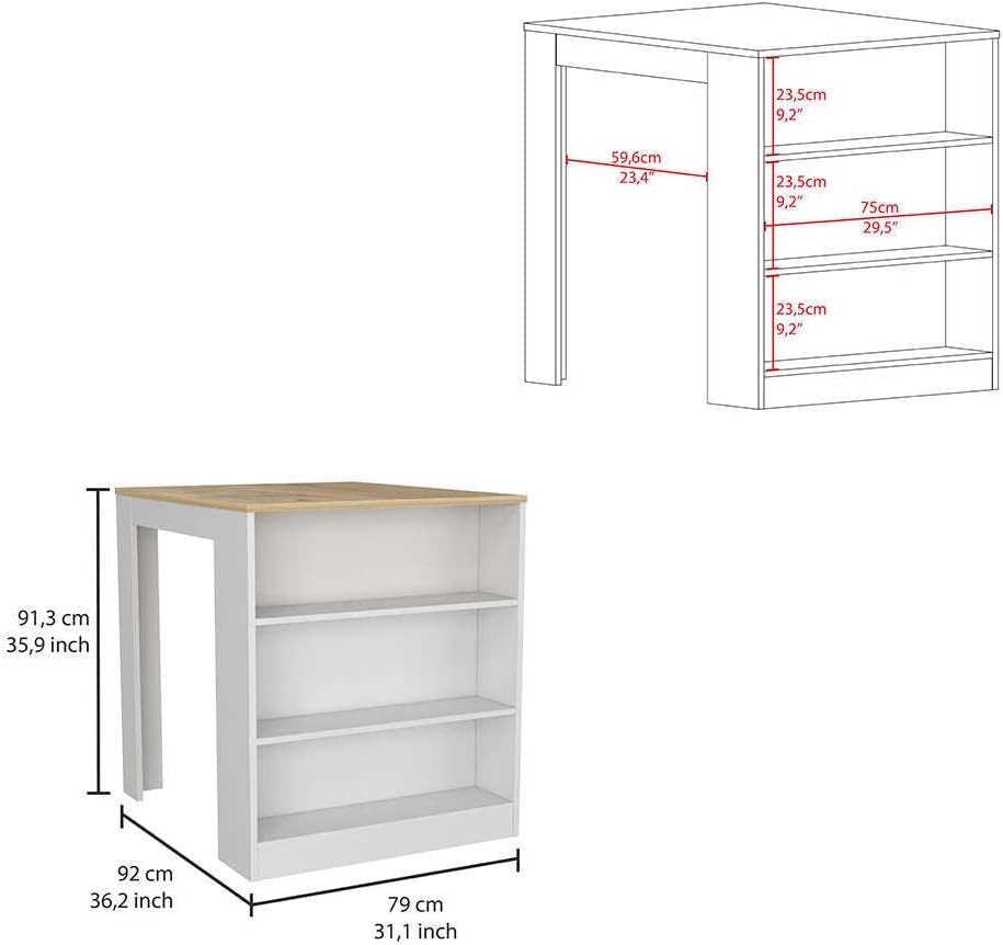 2 Piece Kitchen Set with Island Table and Pantry Cabinet | Includes pre-drill...
