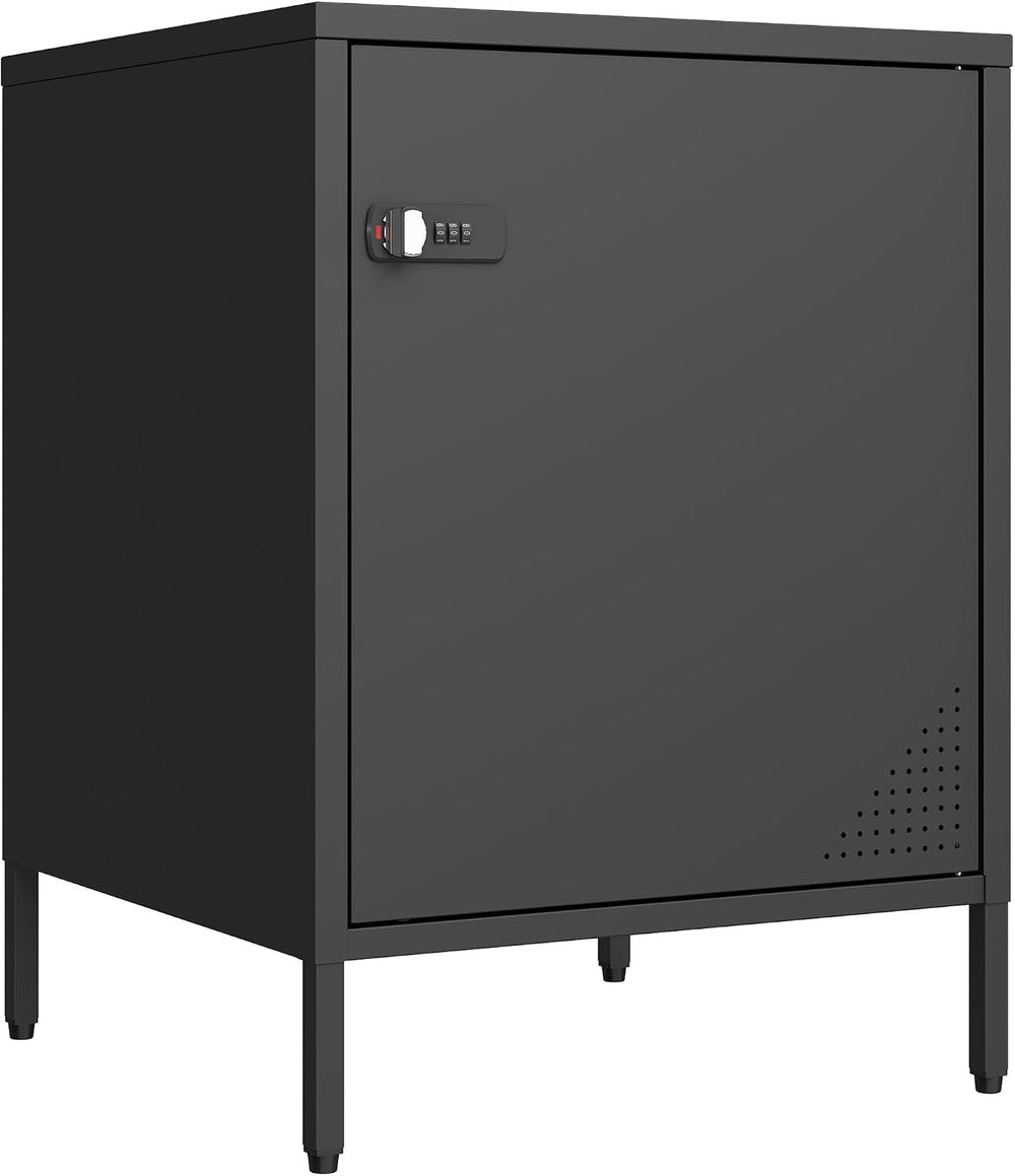 Steehoom Metal Lockable Nightstand, Single Door Locker Metal End Table Small ...